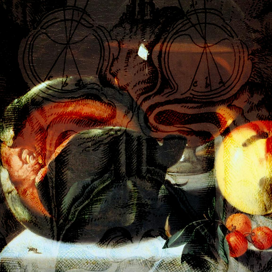 A warm-toned illustration of a tablescape.